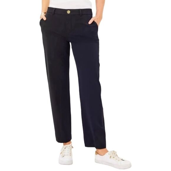 🔥 Lilly Pulitzer travel trouser upf 50+ Black Chinos Sz 2 New - Picture 10 of 13